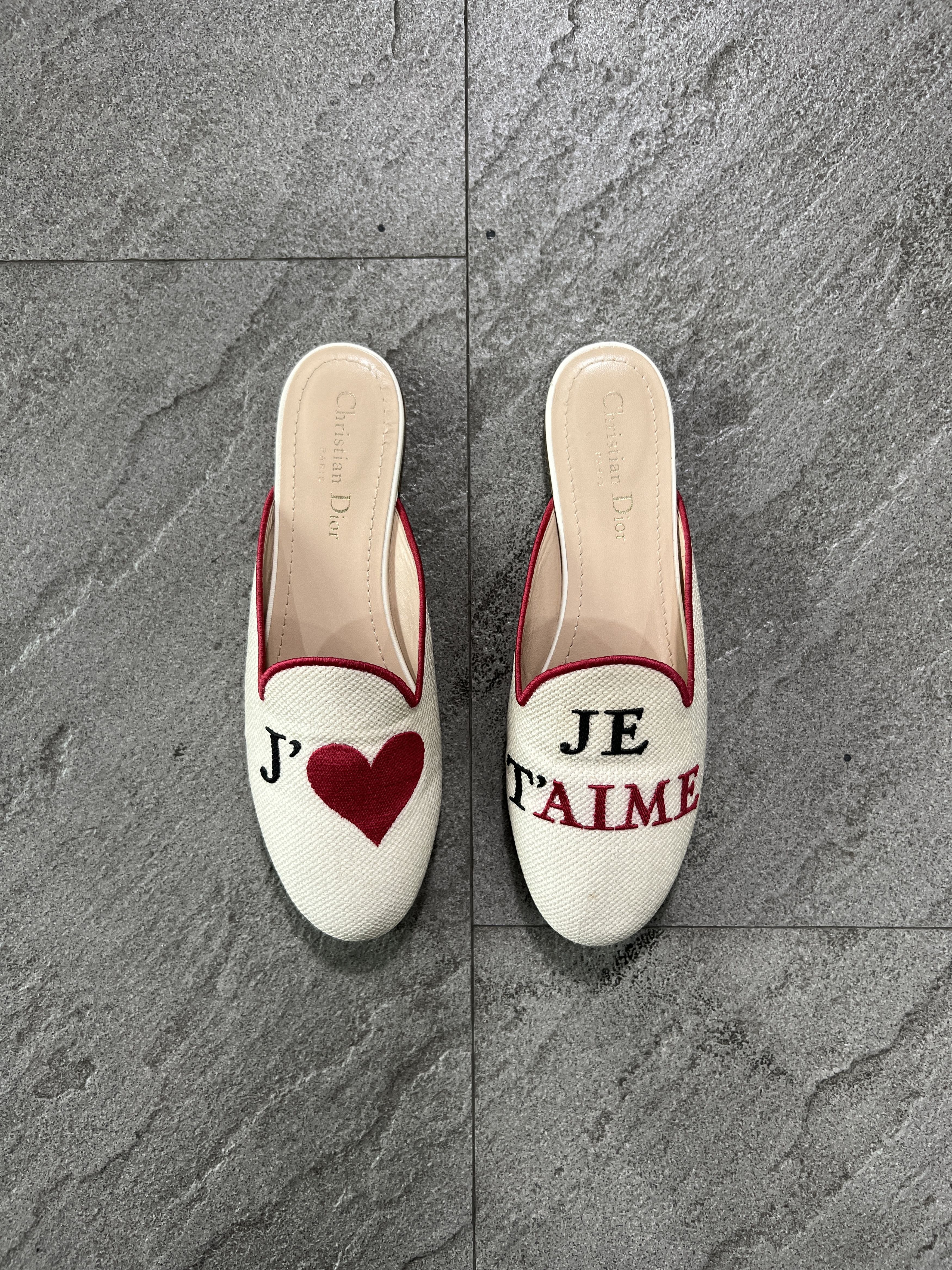 Dior Dior J'Adior Je T'aime Heart Embroidered Mule Loafers 38 Size US 8 / IT 38 - 2 Thumbnail