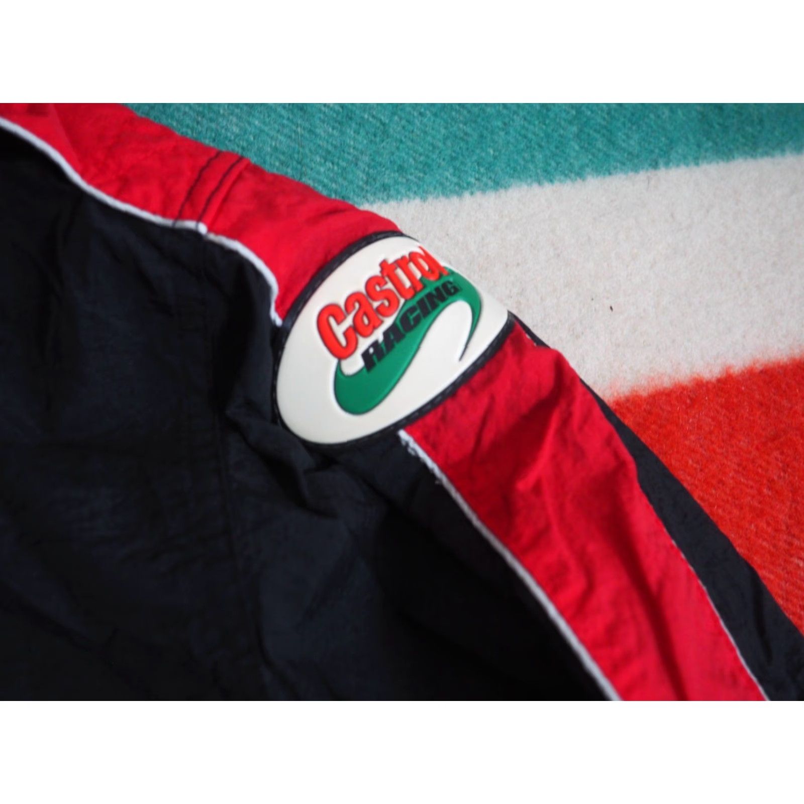 Dunbrooke VINTAGE Dunbrooke Castrol Racing Windbreaker Jacket Mens XL Black Zip Nylon 90s Geometric Logo Pattern Jacket Size US XL / EU 56 / 4 - 5 Thumbnail