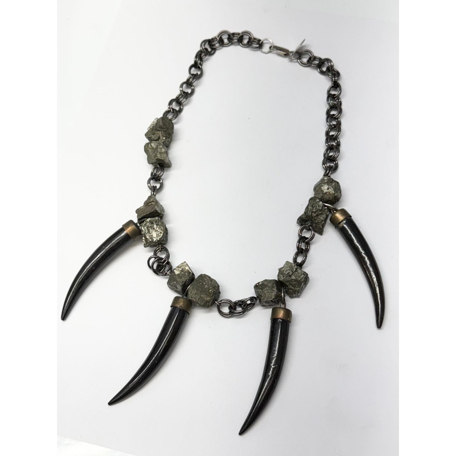 Vintage Vintage pyrite stone horn charm necklace Size ONE SIZE - 3 Thumbnail