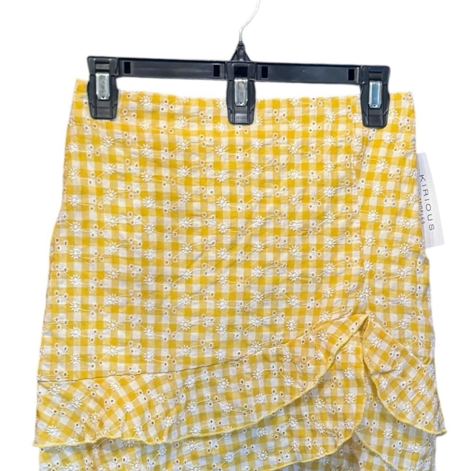 Designer NWT Kirious LA Asymmetrical Yellow Flounce Skirt Size Small Size 28" / US 6 / IT 42 - 7 Thumbnail