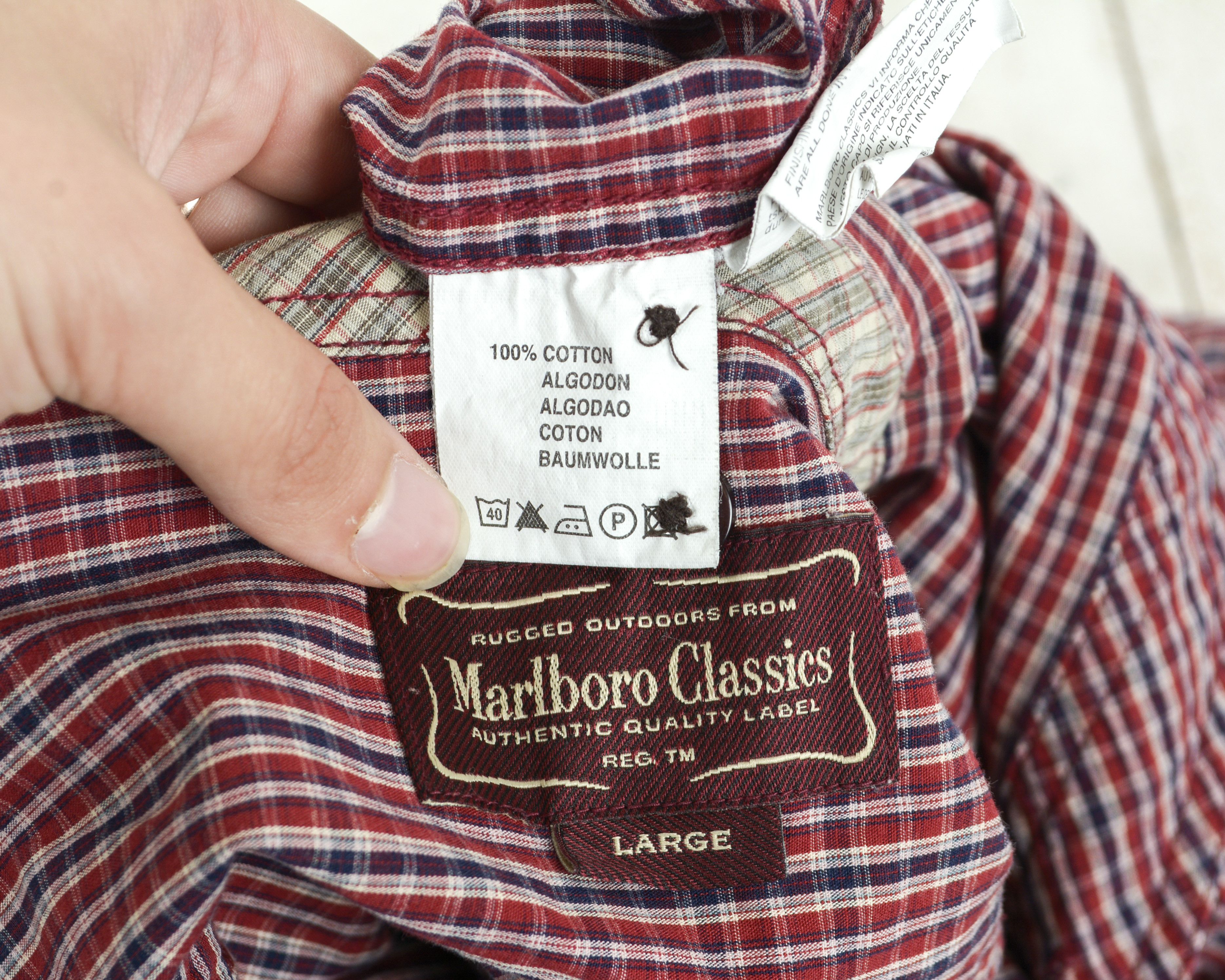 Marlboro MARLBORO CLASSICS Shirt Check Plaid Cotton Long Sleeved Size US L / EU 52-54 / 3 - 9 Thumbnail