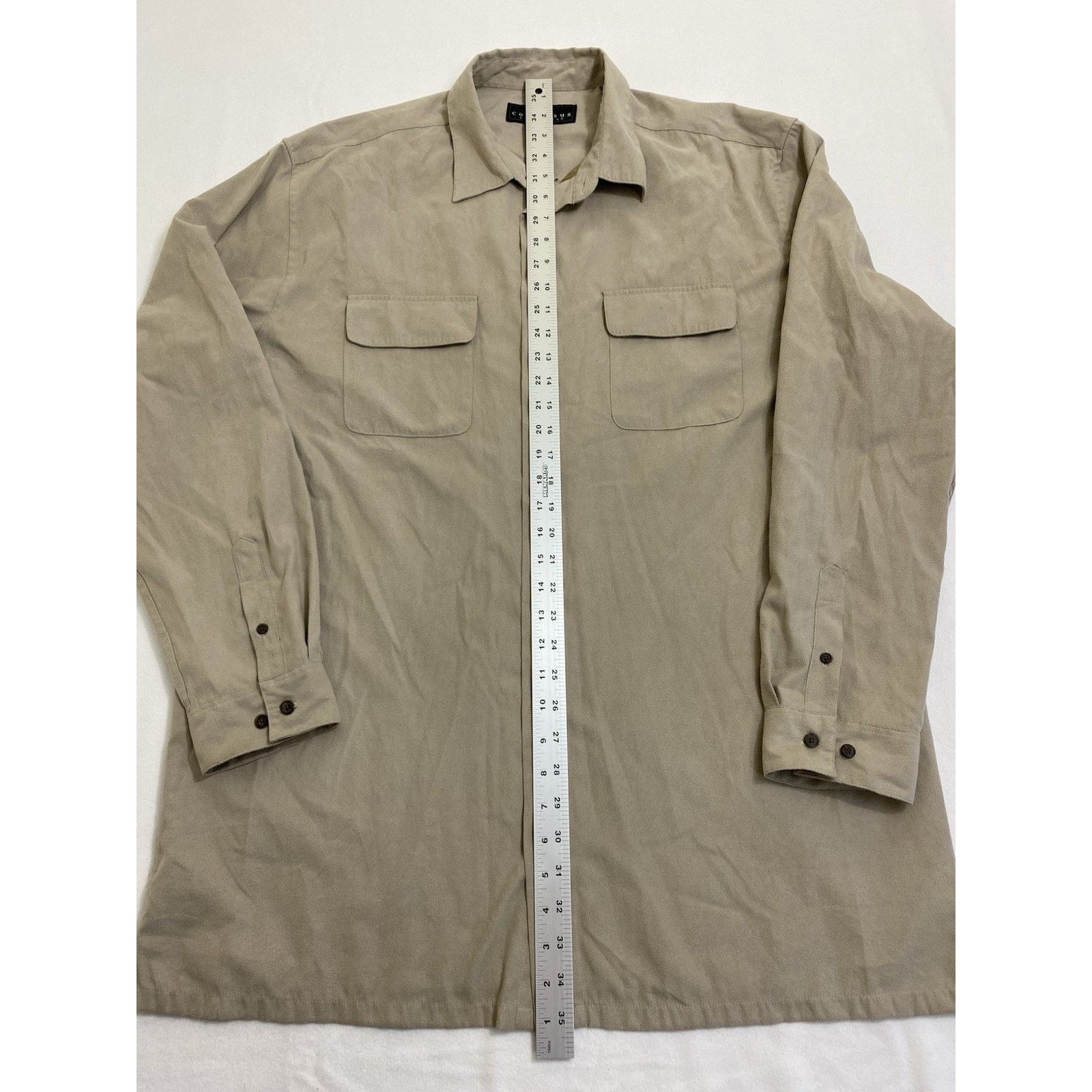 Other Men XLT Beige Faux Suede long-sleeve shirt Button Up VTG Size US XL / EU 56 / 4 - 3 Thumbnail