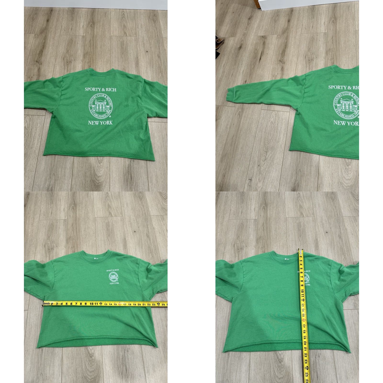 Sporty & Rich SPORTY & RICH Crown New York Cropped Sweatshirt Country Club Medium Made In USA Shirt Women M Green Logo Pullover Cropped All Seasons Oversized Size M / US 6-8 / IT 42-44 - 8 Thumbnail