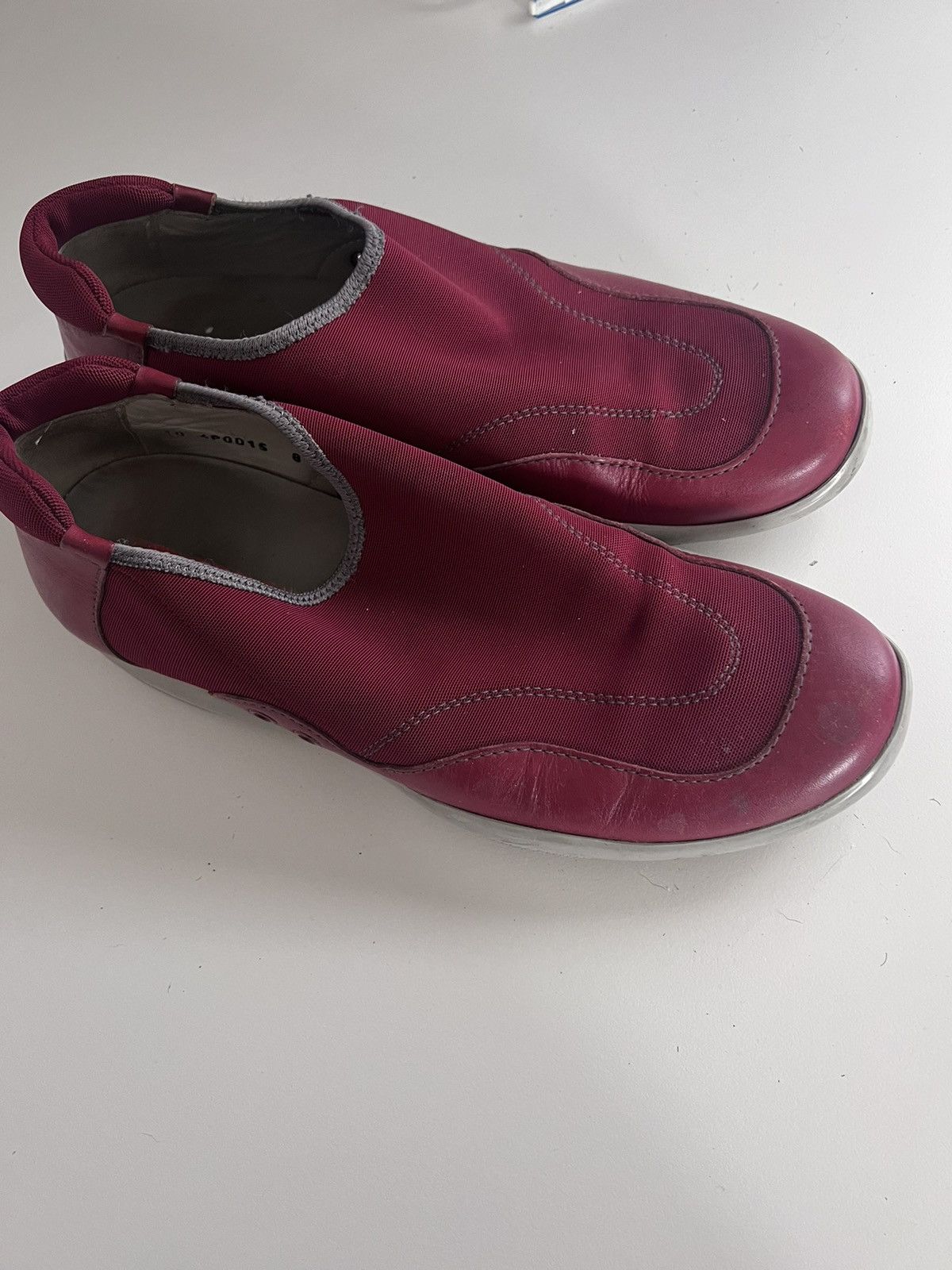 Prada × Vintage Prada Vintage Red Leather Slip Ons Size US 10.5 / EU 43-44 - 2 Thumbnail
