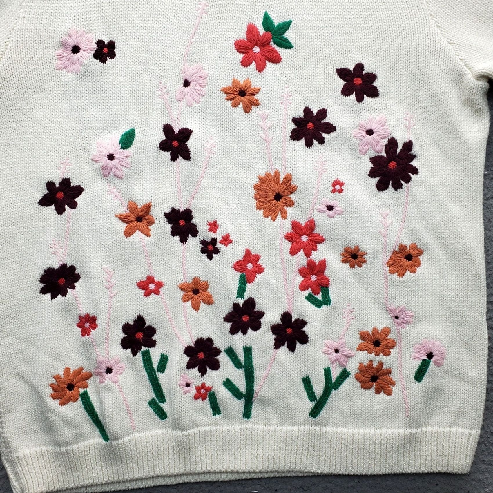 Talbots Talbots Sweater Womens Size PXL Multicolor Embroidered Floral Knit Mock Neck Casual Pullover Women Size PXL Size XL / US 12-14 / IT 48-50 - 5 Thumbnail