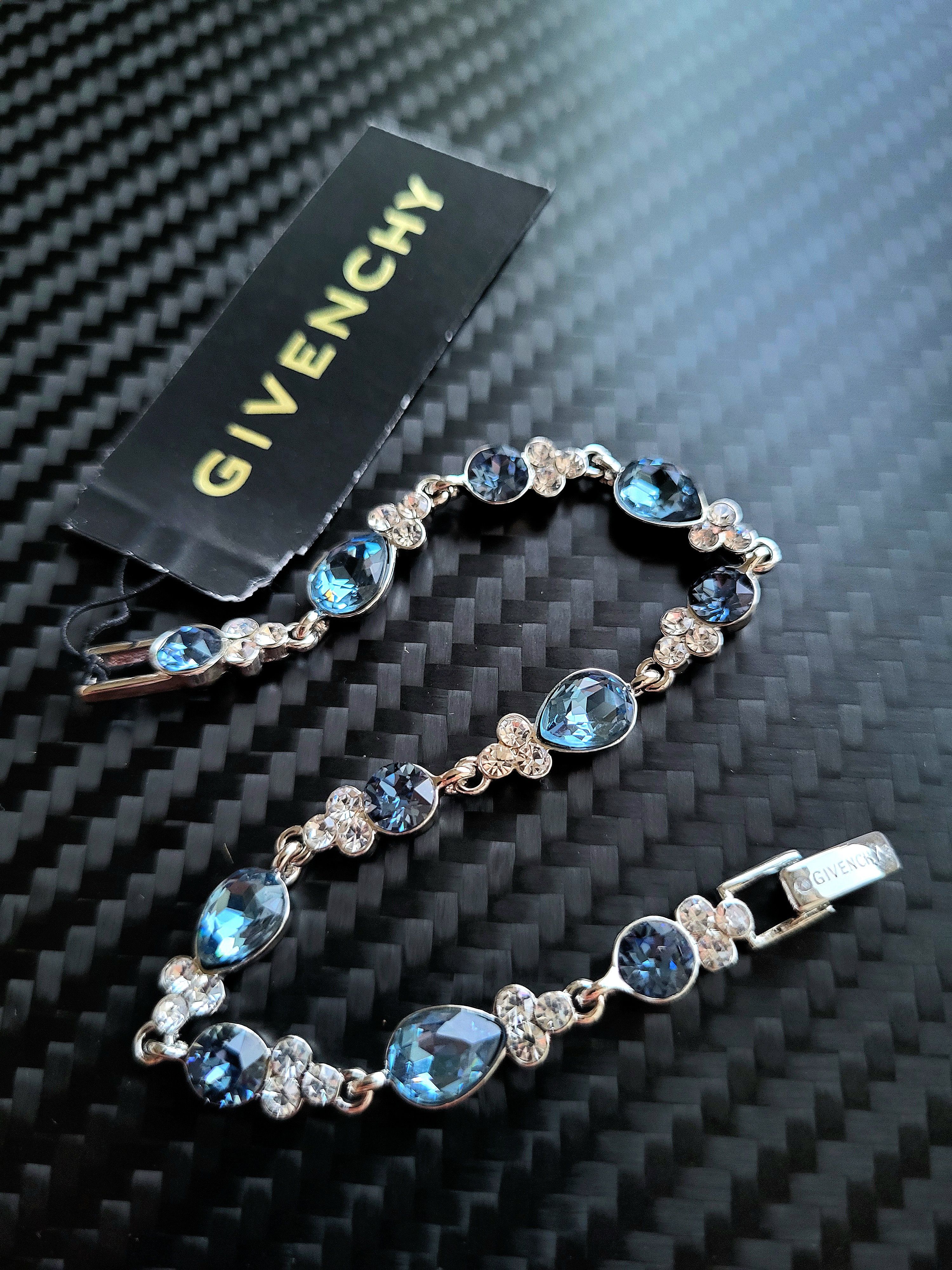 image of Givenchy Sapphire Pear Crystal Silver Bracelet, Men's