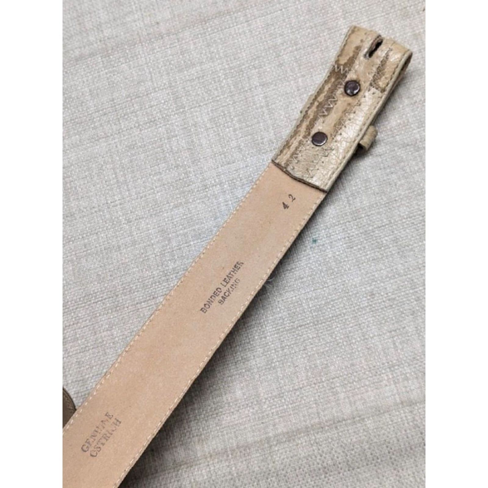 Tony Lama VINTAGE Tony Lama belt Western Belt Cowboy Ostrich Leather USA Made 36 Mens Brown Tan Genuine Ostrich Skin Buckle Size 36 Western Style Size 36 - 3 Thumbnail