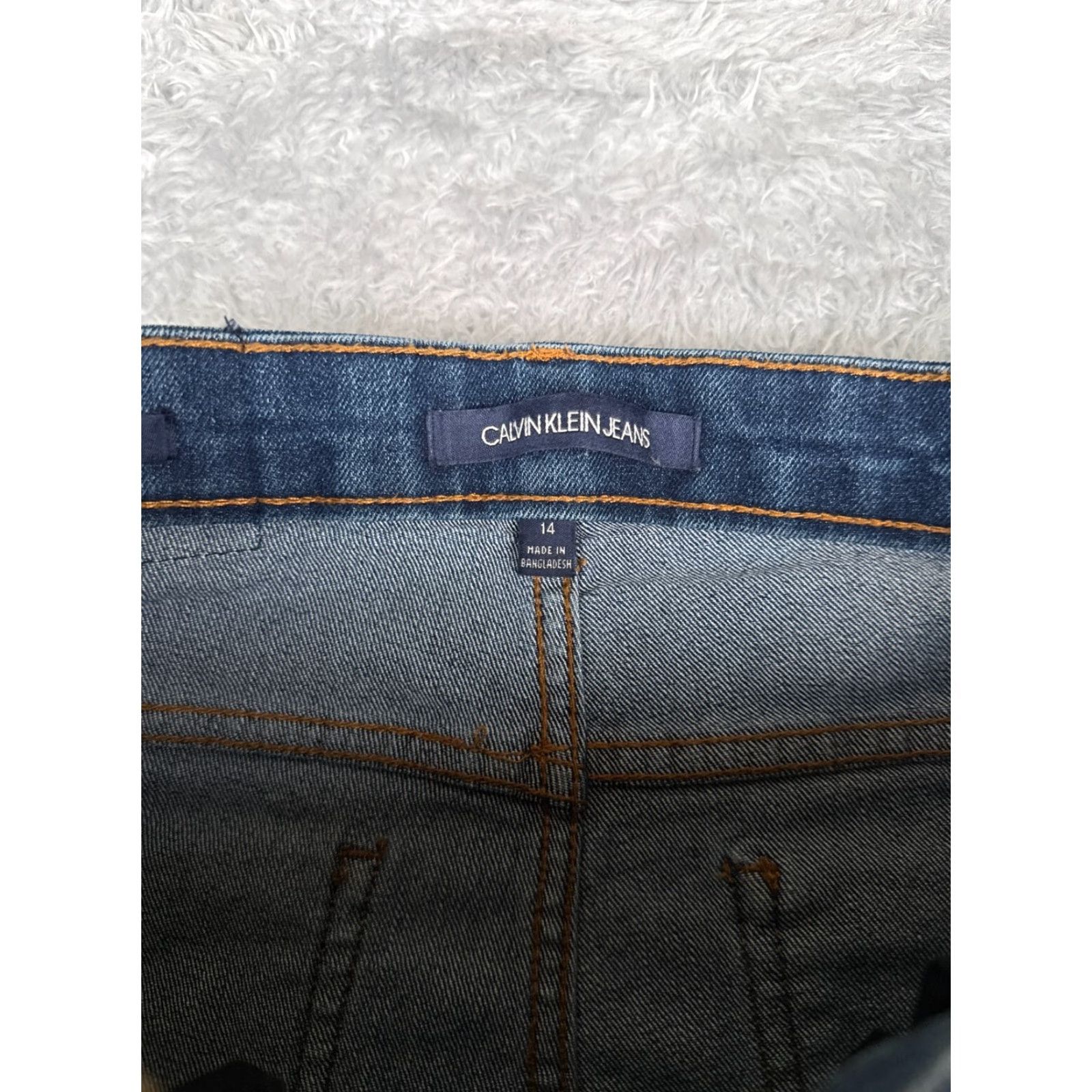 Calvin Klein Calvin Klein Jeans Women Blue Denim 14 Straight Skinny Mid 28x28 Cotton Blend 5-Pocket Zipper Distressed Embroidered Size 36" / US 14 / IT 50 - 6 Thumbnail