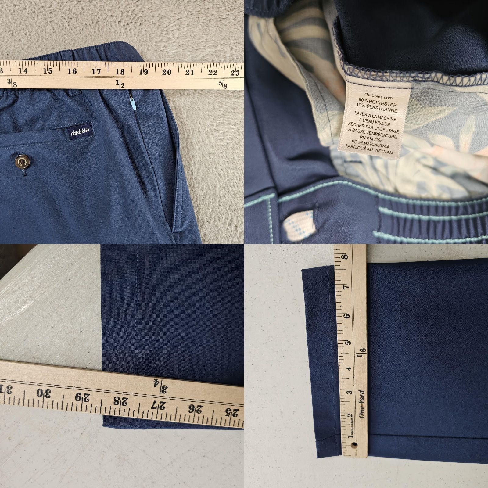 Chubbies Chubbies Pants Mens 2XL Blue Stretch Chino Elastic Drawstring Waist Casual Size US 39 - 8 Thumbnail
