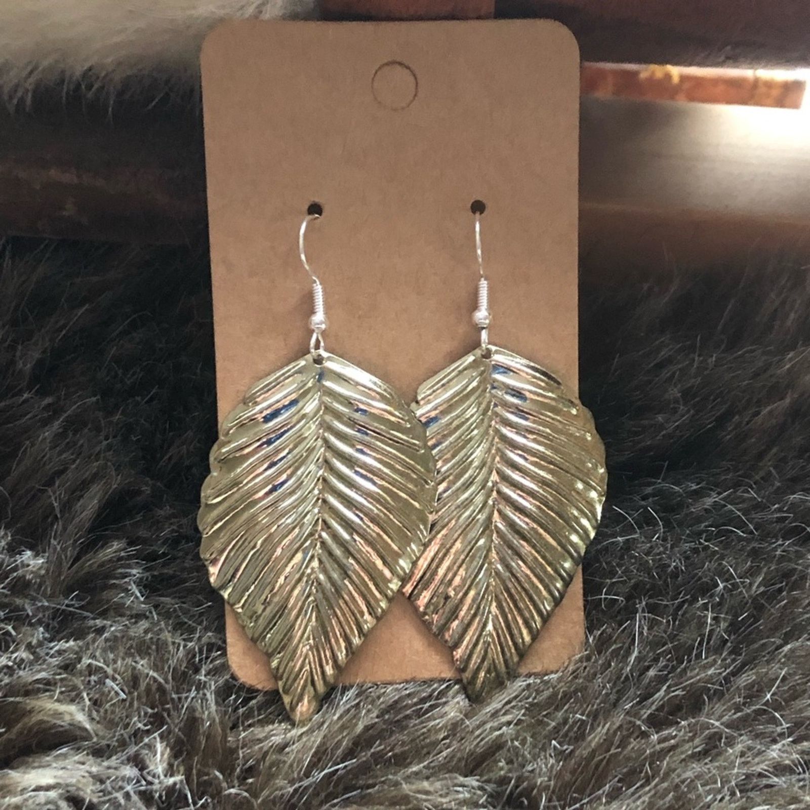 Jewelry Hand crafted leaf disc silver dangle earrings Size ONE SIZE - 1 Thumbnail