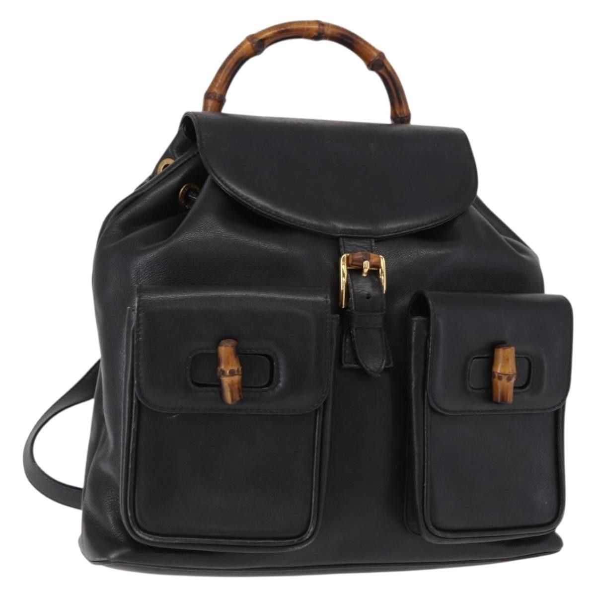 Gucci Gucci Vintage Bamboo Backpack Leather Size ONE SIZE - 1 Thumbnail