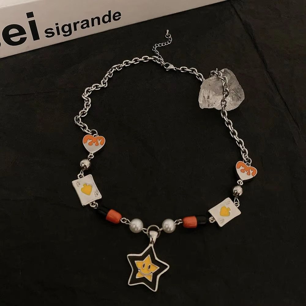 Jewelry Punk Smile Star Heart Clavicle Chain Necklace Size ONE SIZE - 6 Thumbnail