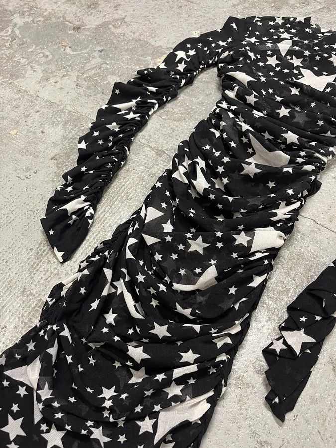 Dolce & Gabbana × Vintage FW2011 Dolce & Gabbana Pleated Star Black Dress Size S / US 4 / IT 40 - 7 Thumbnail