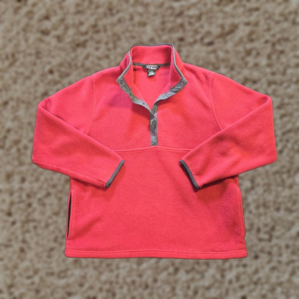 Vintage VINTAGE L.L. Bean Sweater Women Size M Red Fleece 1/4 Button Casual Pullover Mock Neck Winter Fall Spring Women Size M / US 6-8 / IT 42-44 - 1 Thumbnail