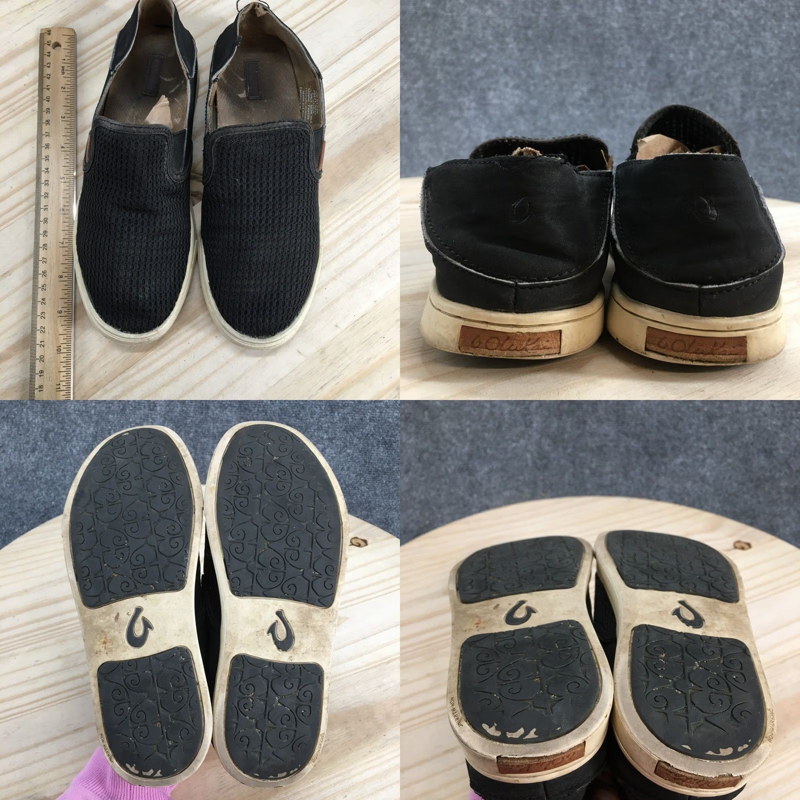 Olukai OluKai Womens 6.5 Pehuea Slip On Sneakers Black Canvas Low Top Round Toe Size M / US 6-8 / IT 42-44 - 8 Thumbnail