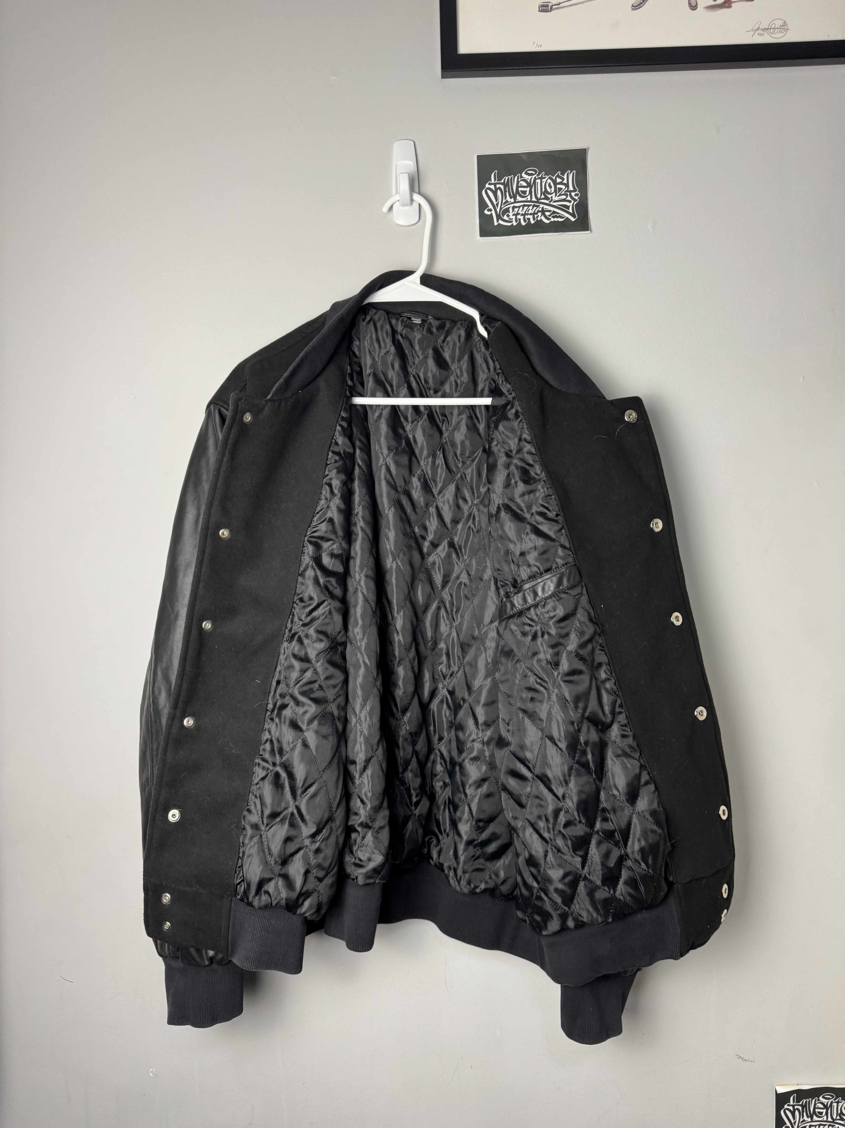Vintage Blank Varsity Jacket - Leather / Wool - Quilted Linen Size US XXL / EU 58 / 5 - 7 Thumbnail