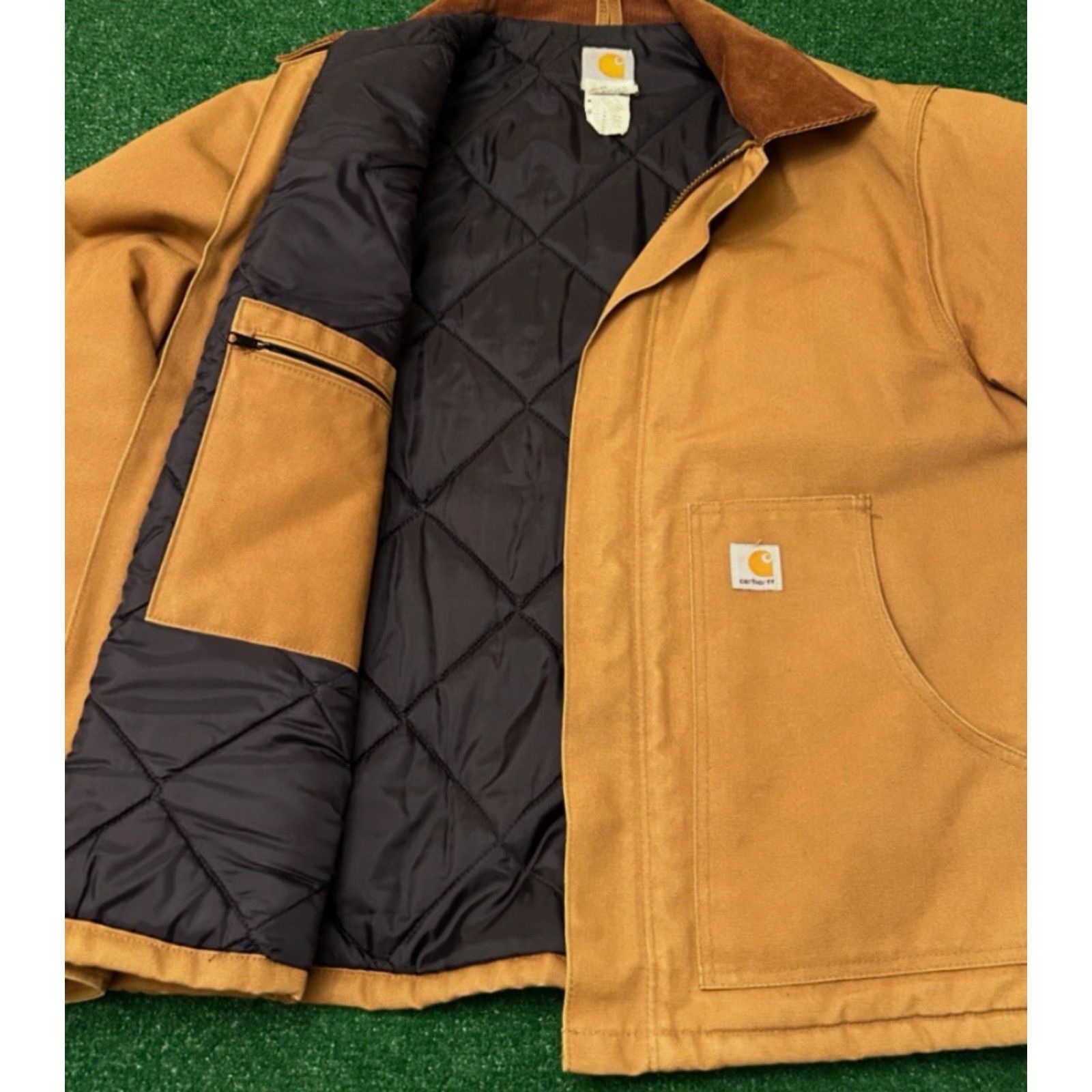 Carhartt VINTAGE Carhartt Jacket J002 BRN Traditional Jacket XL Tan Brown Quilt Line Duck Jacket Mens XL Brown 90s Hip Hop Work Wear Vintage Size US XL / EU 56 / 4 - 5 Thumbnail