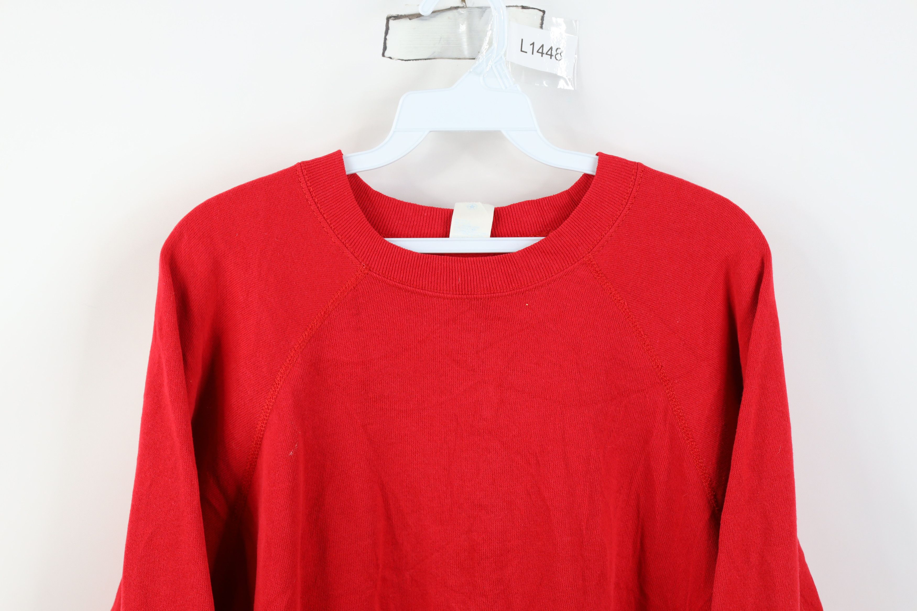 Vintage Vintage 70s 80s Streetwear Raglan Sweatshirt Cherry Red USA Size L / US 10 / IT 46 - 2 Thumbnail