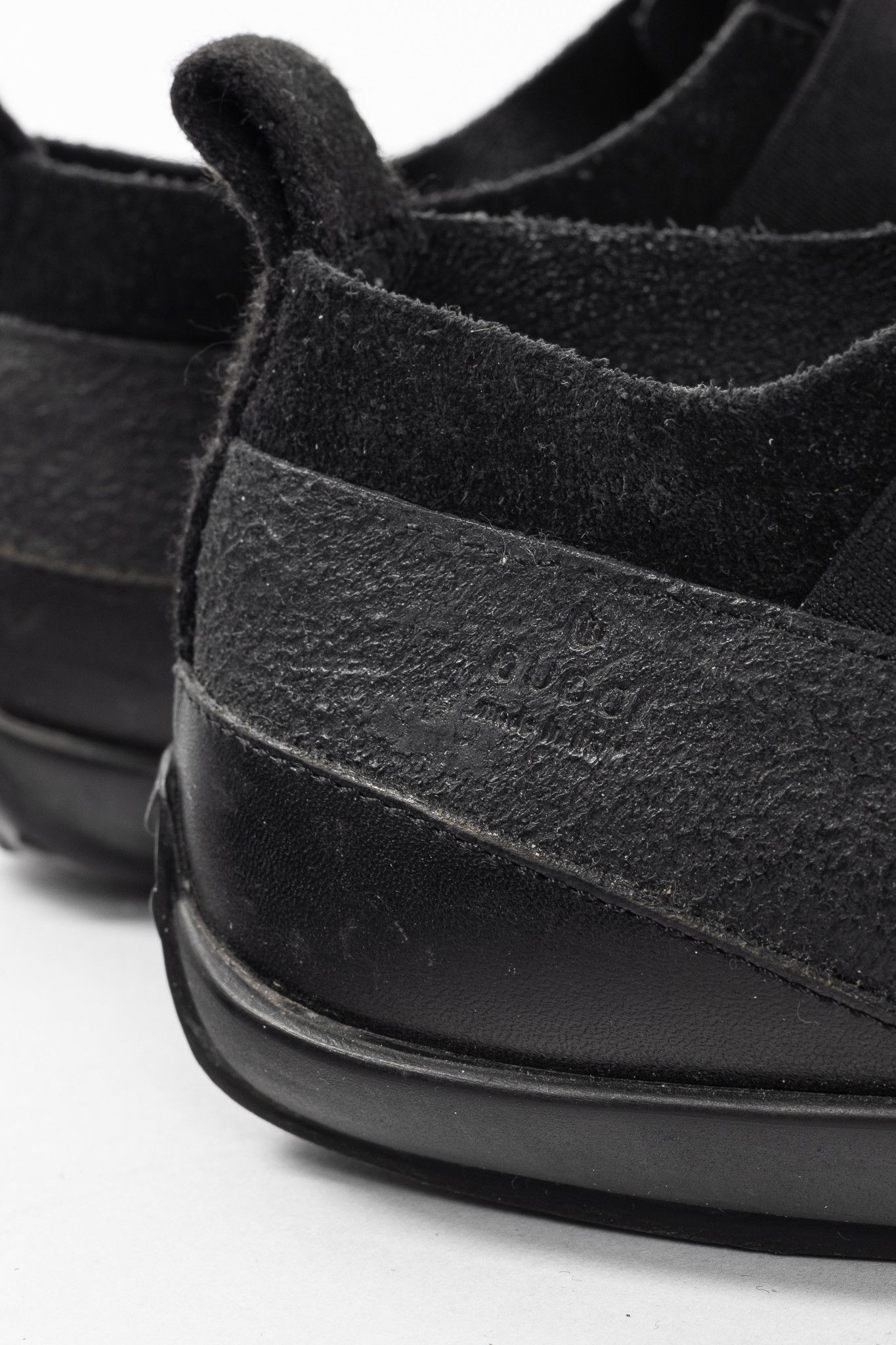 Gucci Gucci Black Suede & Leather Elastic Slip-On Sneakers Size US 6.5 / IT 36.5 - 9 Thumbnail