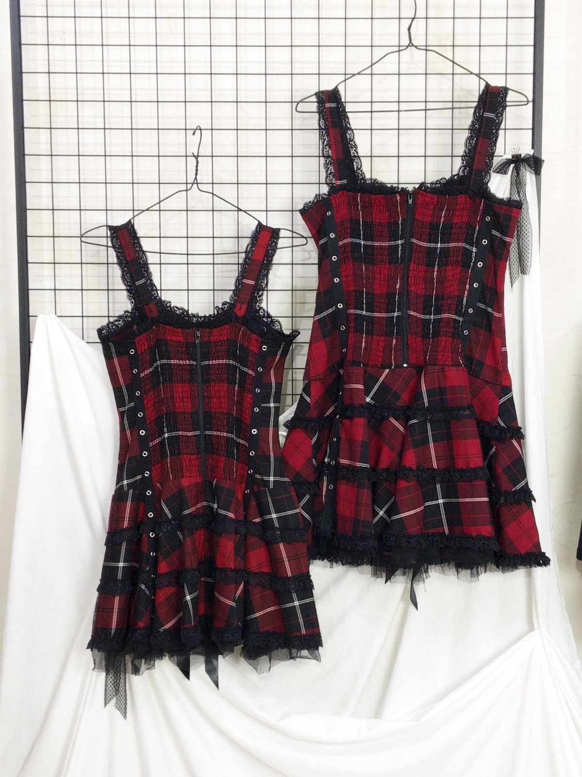 Vintage Hell Bunny tartan corset mini dress with lace alt goth punk Size XL / US 12-14 / IT 48-50 - 6 Thumbnail