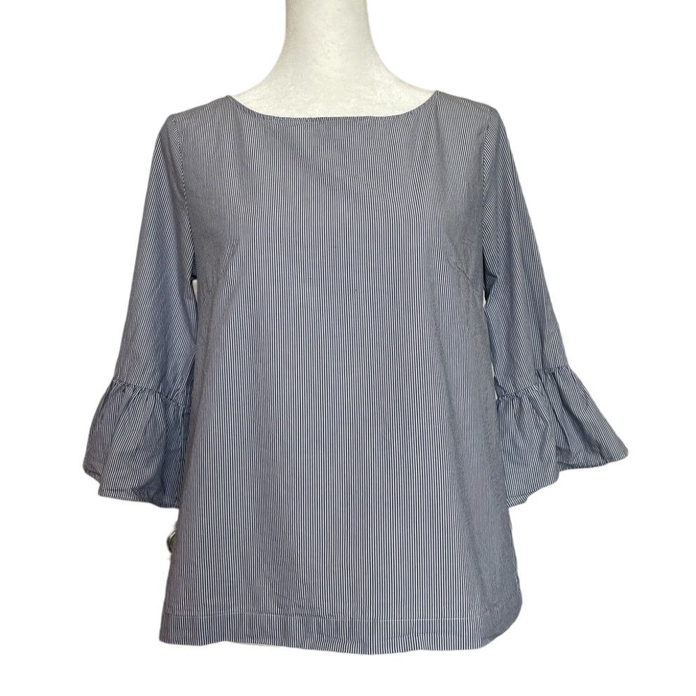 Madewell Madewell Striped Preppy Boho Bell Sleeve Cotton Top X-Small Size XS / US 0-2 / IT 36-38 - 4 Thumbnail