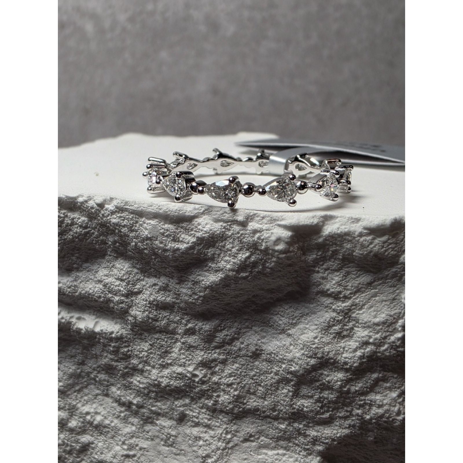 S7 0.93ctw Moissanite Marquise Eternity Band Sterling Silver, Women's