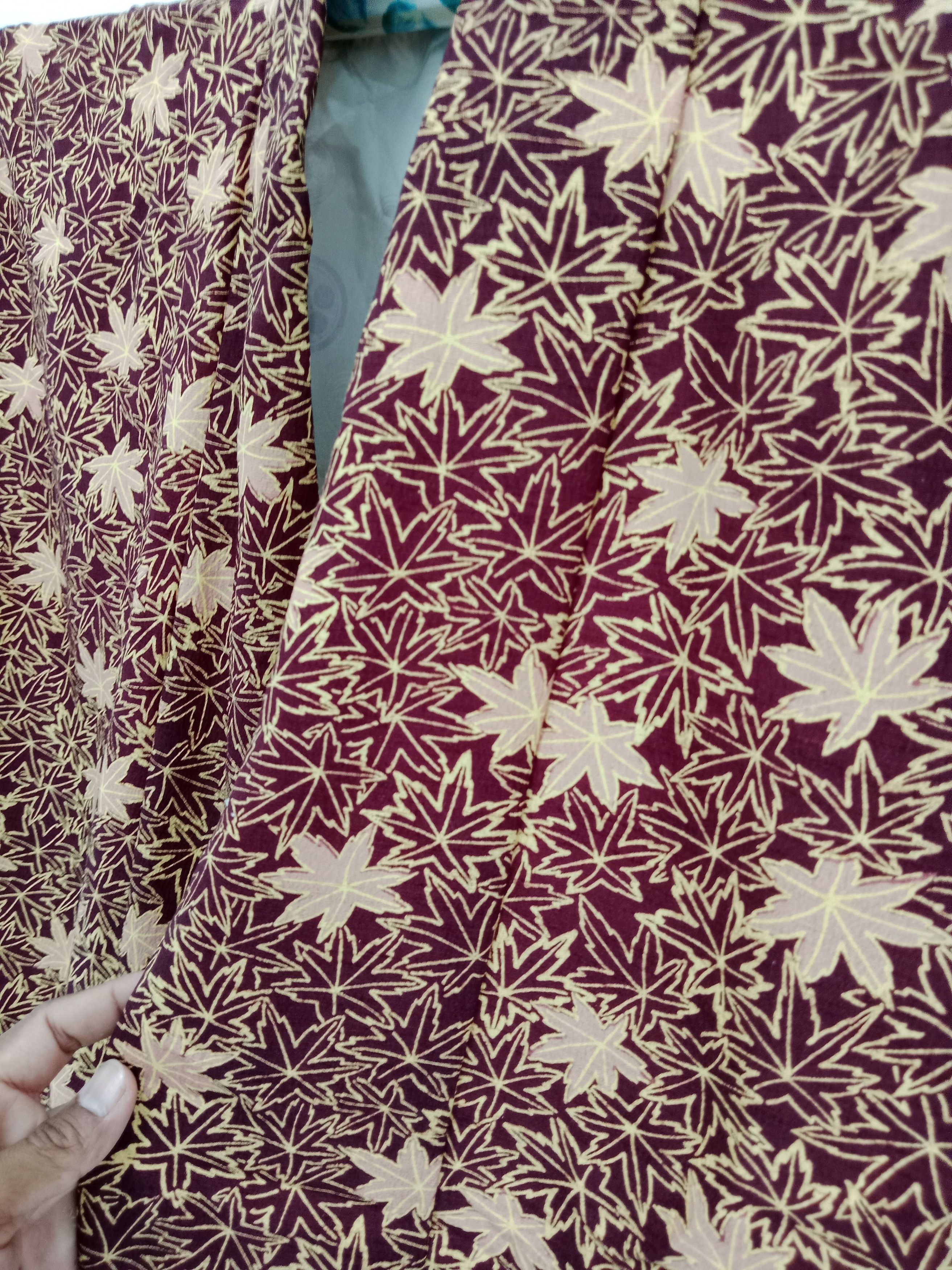 Komono Vintage Haori Kimono Leaf Motif Japanese Traditional Wear Size L / US 10 / IT 46 - 8 Thumbnail