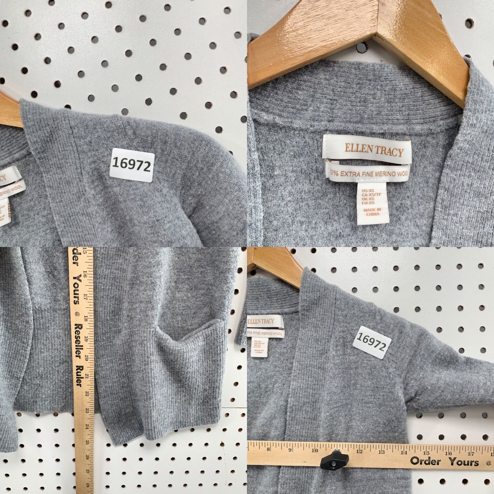 Ellen Tracy Ellen Tracy Cardigan Adult XS Gray 100% Merino Wool Womens Size XS / US 0-2 / IT 36-38 - 8 Thumbnail