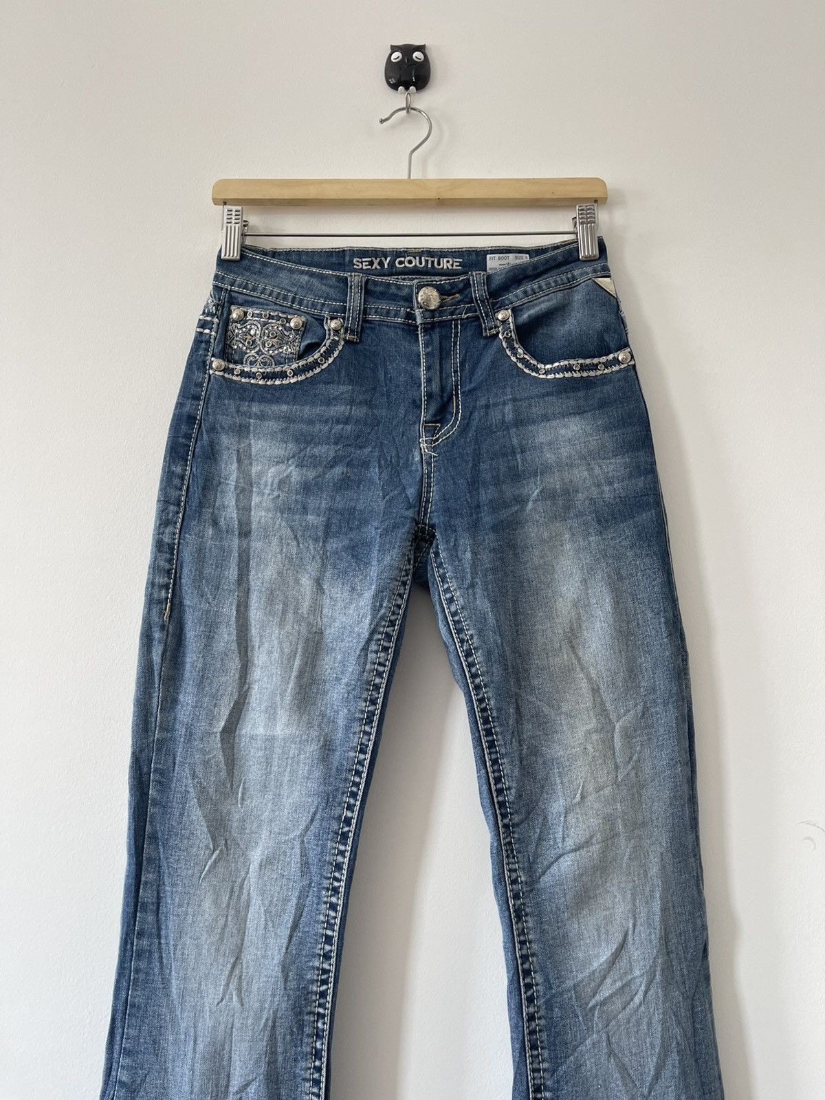 If Six Was Nine Rare Vintage SEXY COUTURE Embroidery Back Boot Cut Flare Size 27" / US 4 / IT 40 - 10 Thumbnail