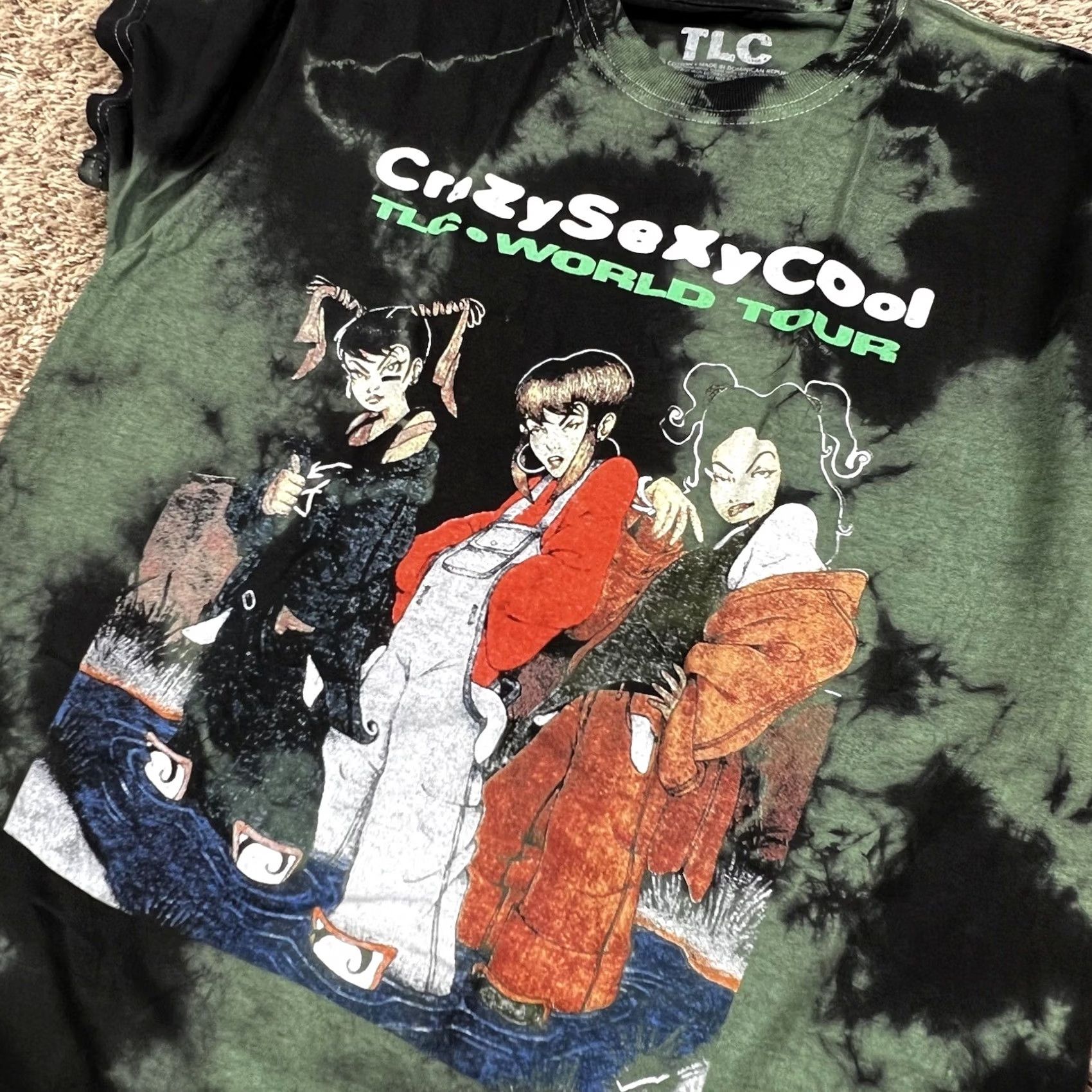 Vintage TLC Crazy Sexy Cool Green Tie Dye Graphic T-Shirt Size US M / EU 48-50 / 2 - 4 Thumbnail