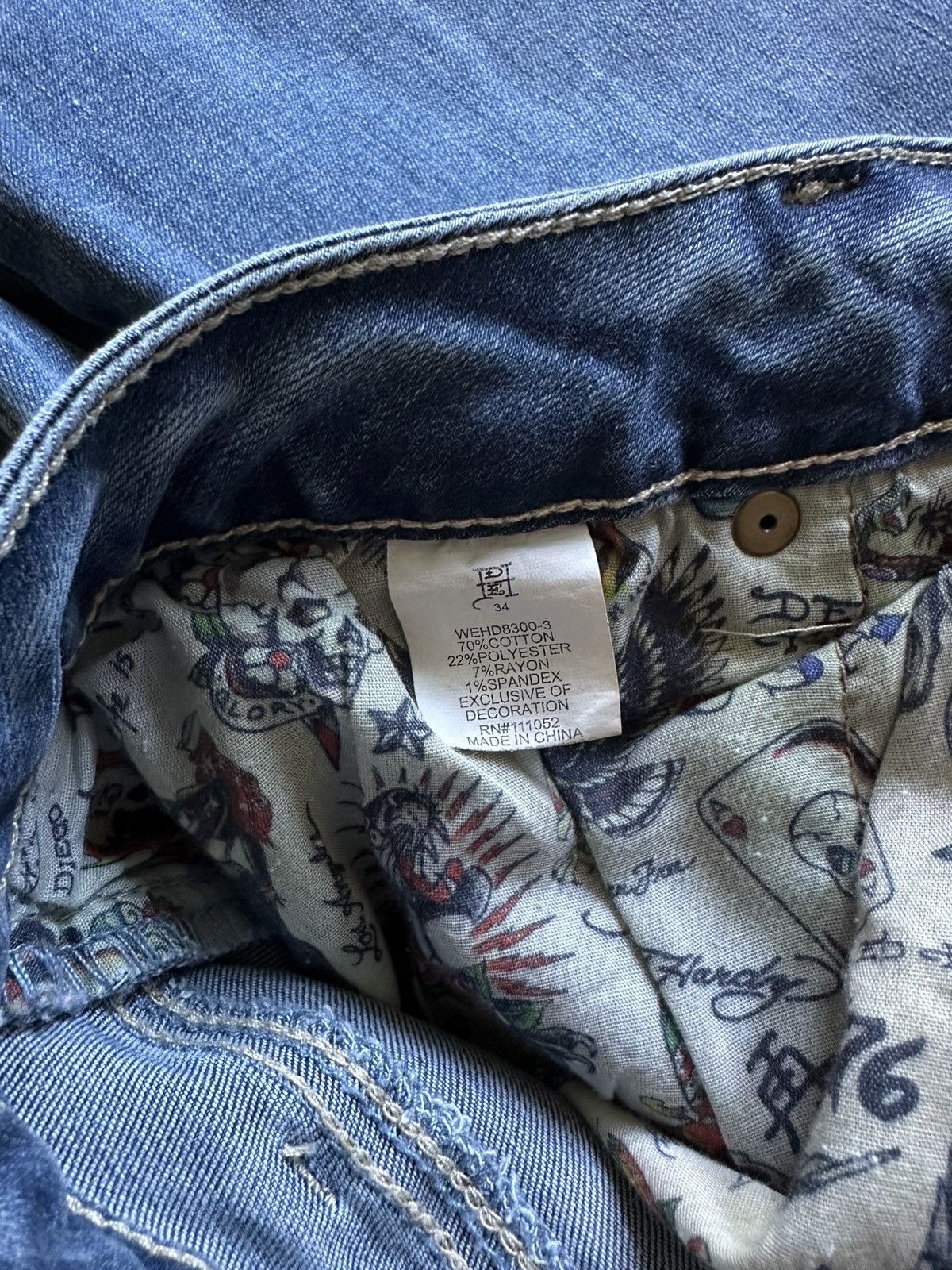 Ed Hardy Ed Hardy Embroidered Baggy Jeans Size US 34 / EU 50 - 13 Thumbnail