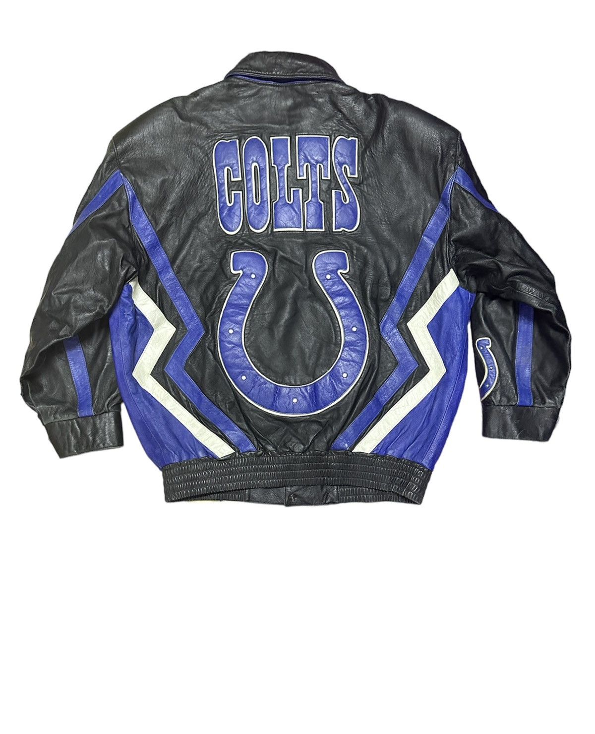 image of Leather Jacket x Nfl Vintage G-111 Nfl Indianapolis Colts Leather Bomber Jacket in Black (Size XL)