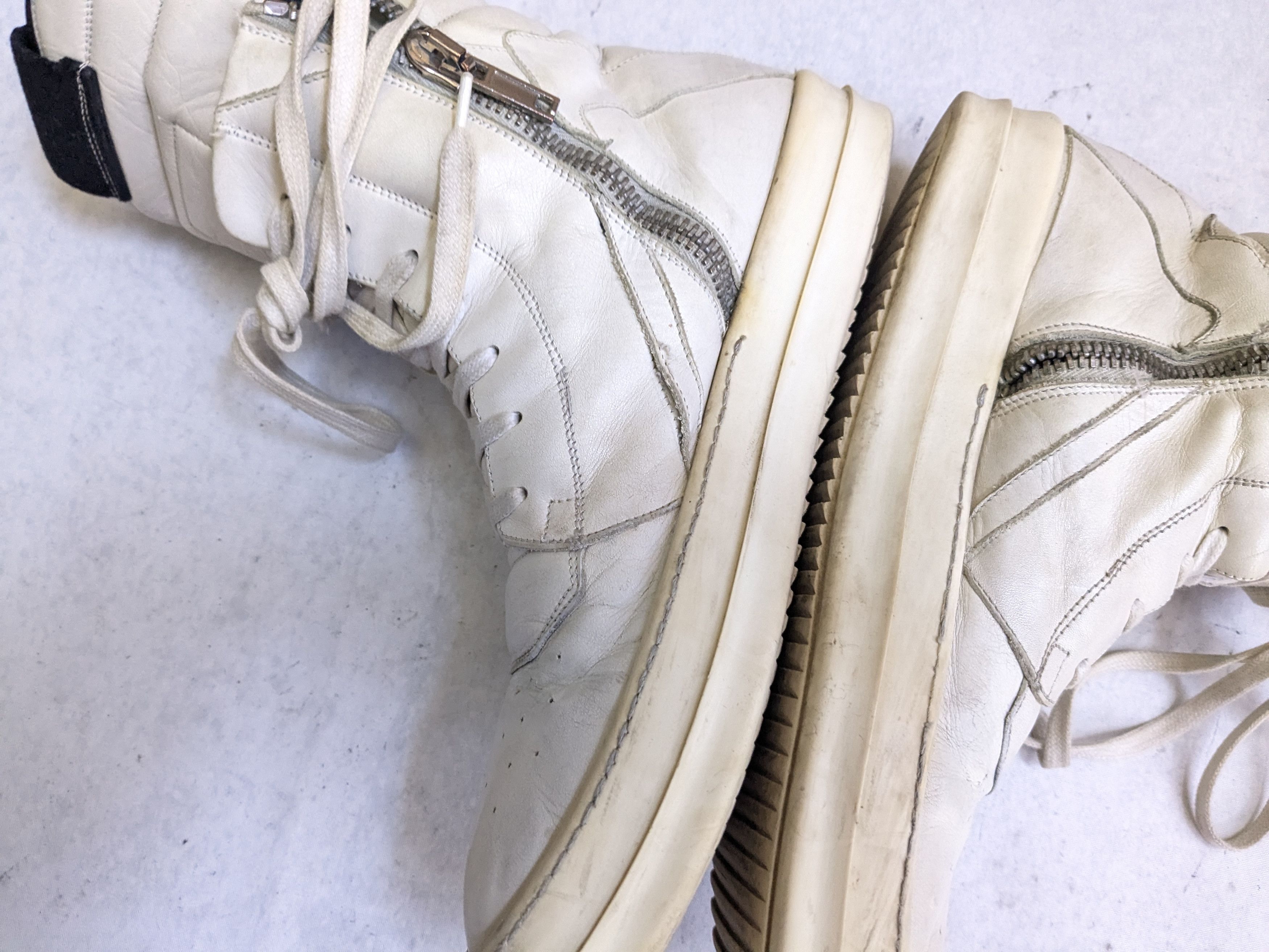 Rick Owens Rick Owens Geobaskets White 9 42 Leather High Tops Size US 9 / EU 42 - 14 Thumbnail