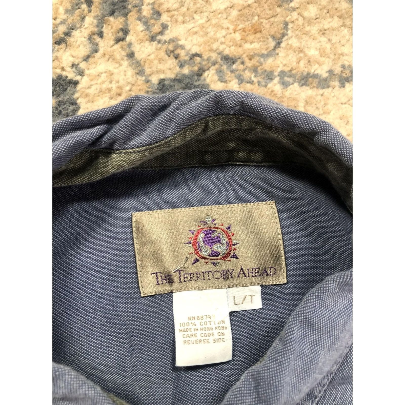 The Territory Ahead The Territory Ahead Shirt Mens LT Tall Blue Chambray Long Sleeve Button Down Size US L / EU 52-54 / 3 - 7 Thumbnail