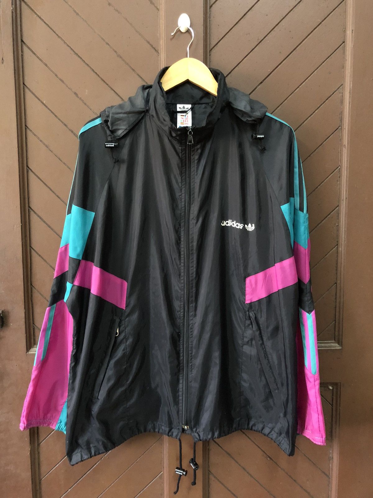 Adidas × Vintage Vintage Adidas Windbreaker Jacket Hoodie Size US L / EU 52-54 / 3 - 1 Thumbnail