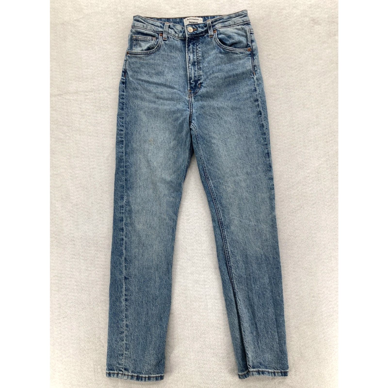 Reformation VINTAGE Reformation Jeans Womens 28 Blue Liza Ultra High Rise Straight Organic Denim Size 28" / US 6 / IT 42 - 2 Thumbnail