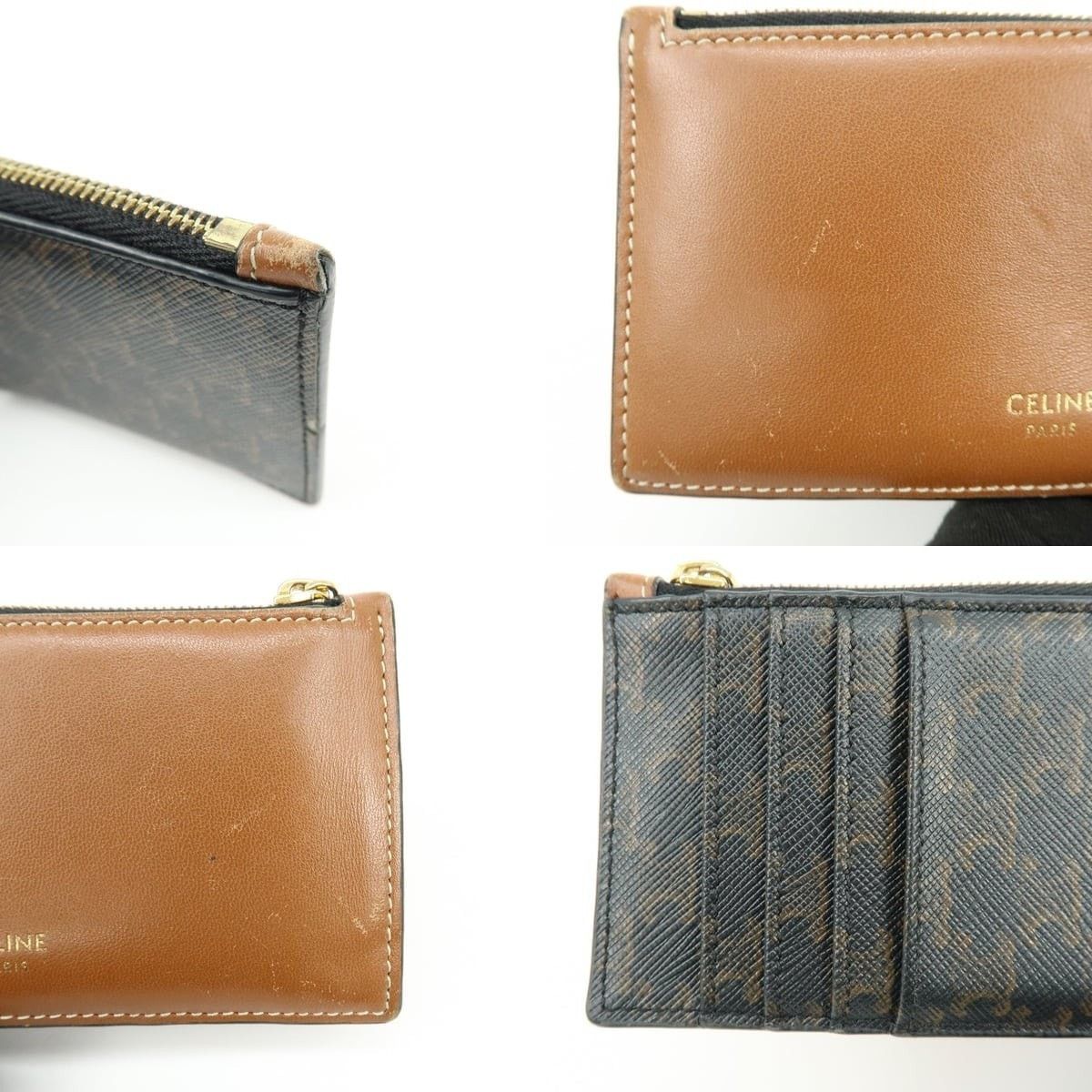 Celine Celine Triomphe Coated Canvas Card Holder Brown Size ONE SIZE - 5 Thumbnail