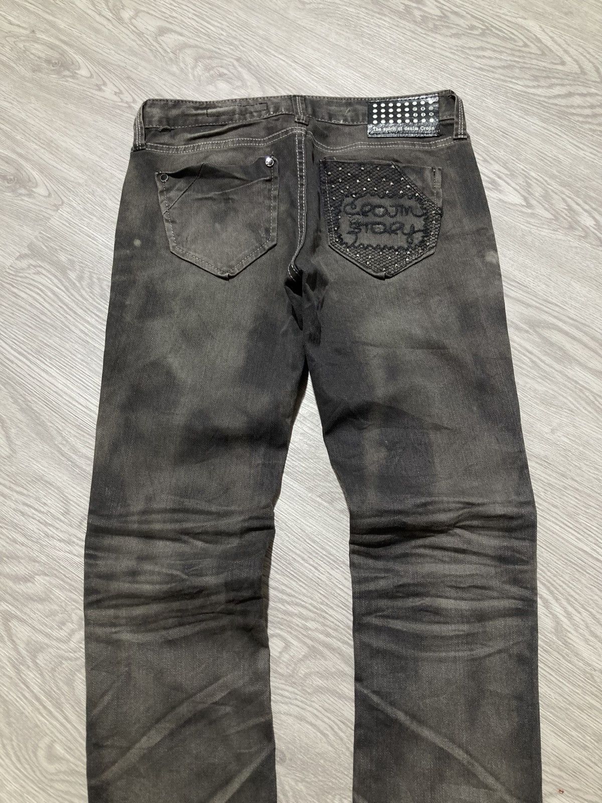 Tornado Mart 2000s Crown Denim Ripped Clawmark Denim Jeans Punk Gothic Size US 27 - 2 Thumbnail