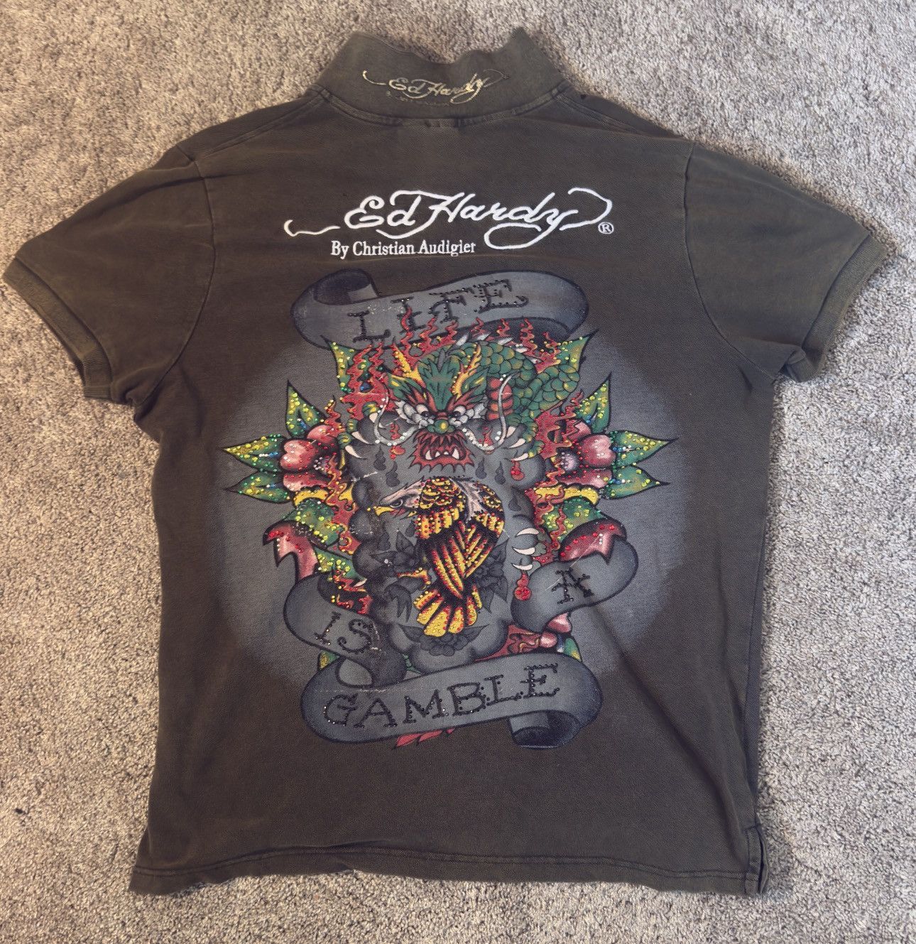 Ed Hardy Ed Hardy Snake Eagle “Life Is A Gamble” Shirt Size US XL / EU 56 / 4 - 2 Thumbnail