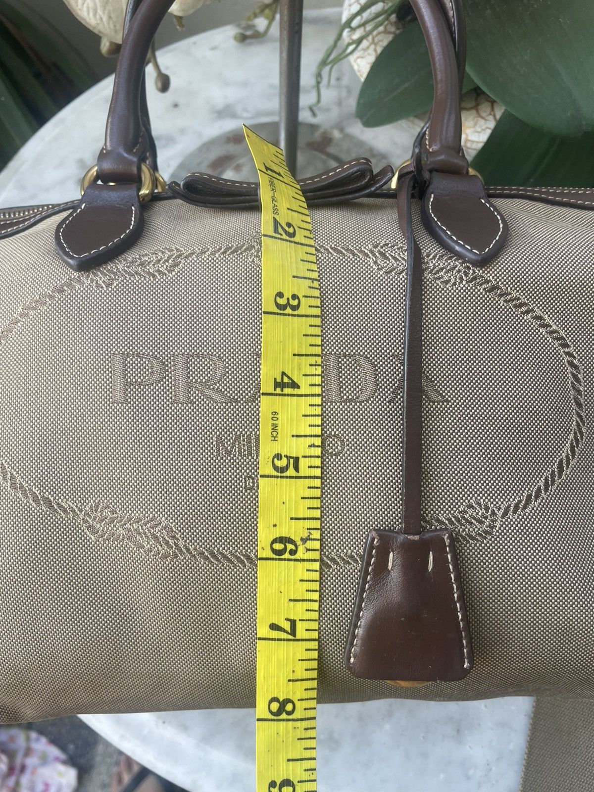 Prada Prada Logo Jacquard Canvas and Leather Handbag Size ONE SIZE - 13 Thumbnail