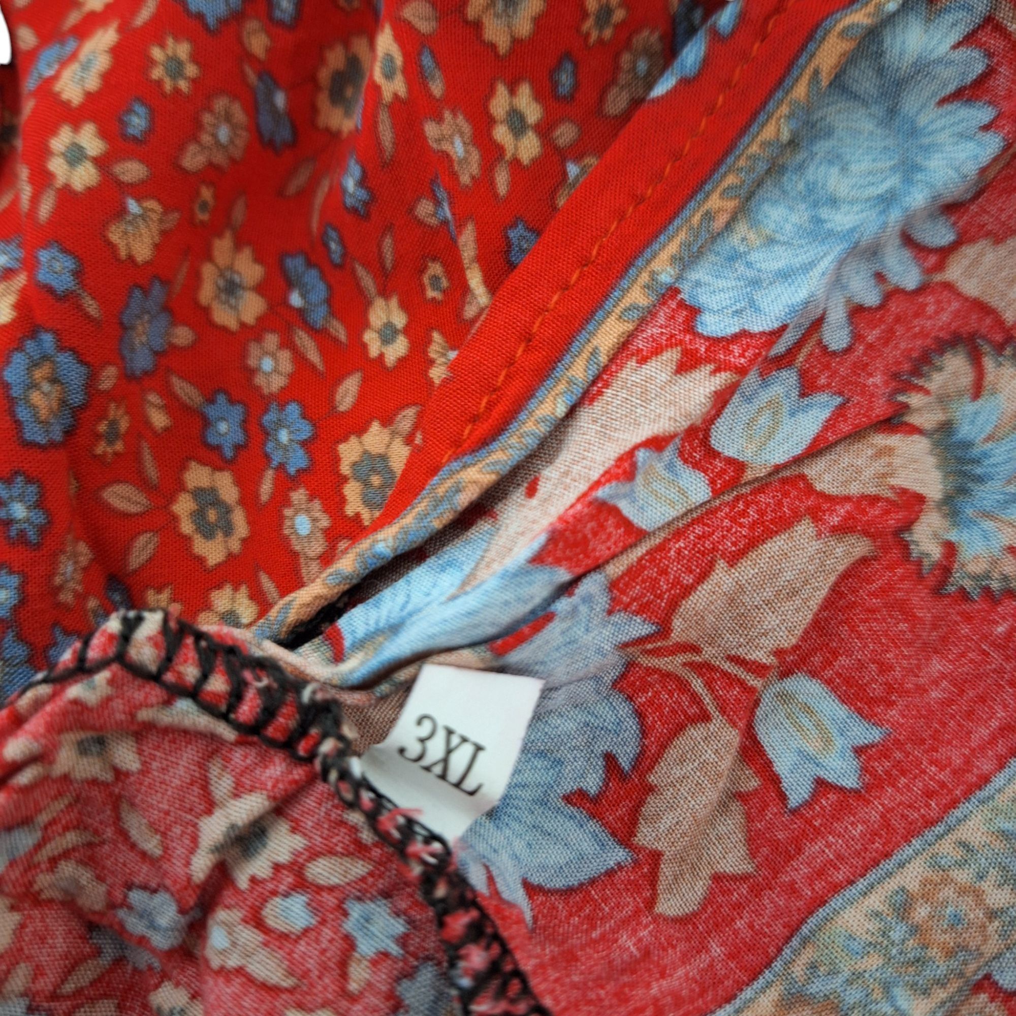 Other Boho Floral Kimono Cardigan Red Mixed Print Open Front Robe Size 3XL / US 20-22 - 4 Thumbnail