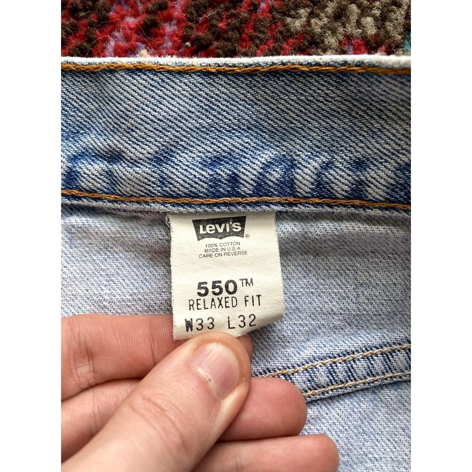 Levi's VINTAGE Levi's 550 Jeans Mens 33x32 (Fits 31x31) Light Wash Relaxed Tapered USA Made 80s 90s Western Size US 33 - 7 Thumbnail