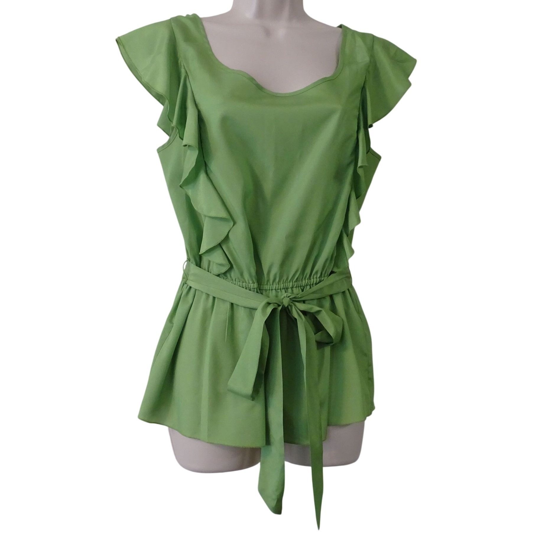 Banana Republic Banana Republic Women Green Ruffle Front Peplum Top Size M Size M / US 6-8 / IT 42-44 - 2 Thumbnail