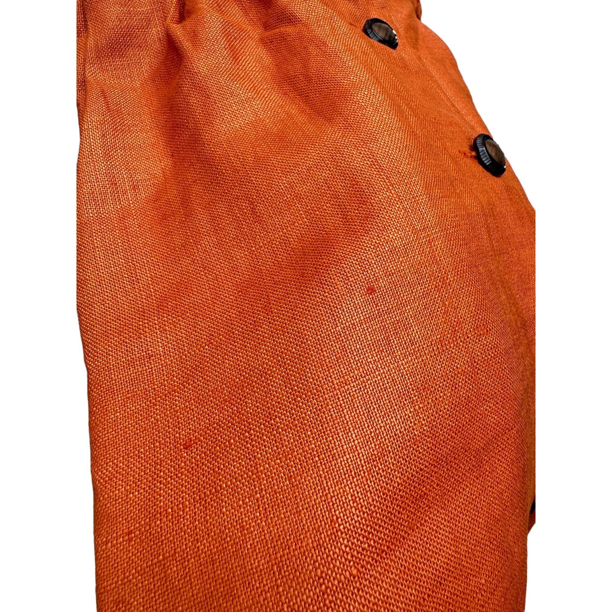 Saint Laurent Paris 1970S Orange Linen Cotton Buttoned Dress Size M / US 6-8 / IT 42-44 - 7 Thumbnail