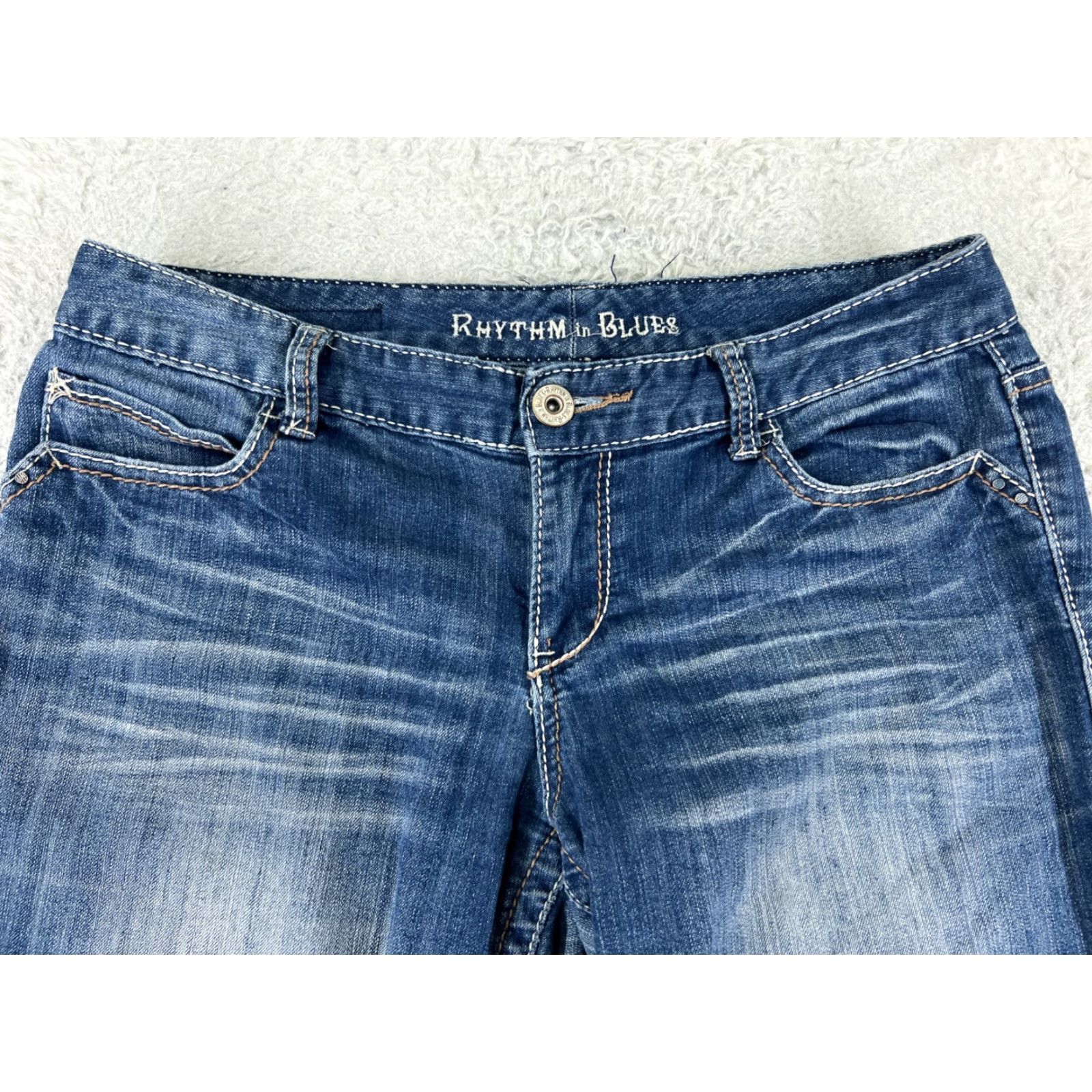 Rhythm Rhythm In Blues Jeans Womens 6 Blue Denim Straight Low Rise Cotton 31x28 Size 28" / US 6 / IT 42 - 4 Thumbnail