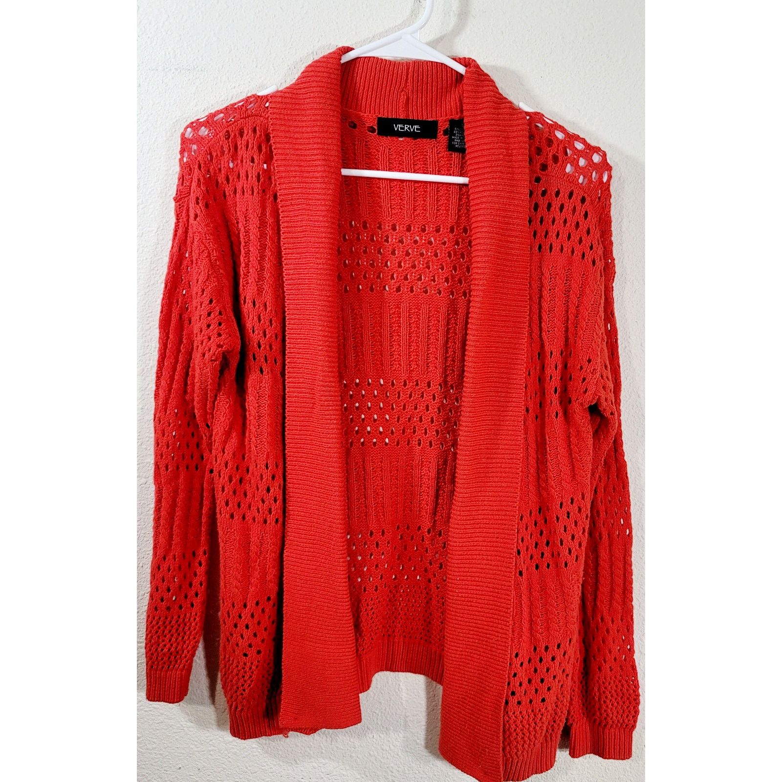 Other Verve Red Orange Open Front Open Knit Cardigan Sweater Small Size S / US 4 / IT 40 - 7 Thumbnail