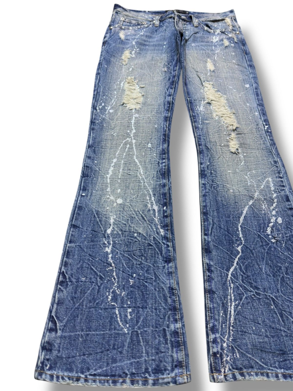 Tornado Mart Vintage Midas Flare Bootcut Paint Splatter Grunge Denim Size US 31 - 3 Thumbnail