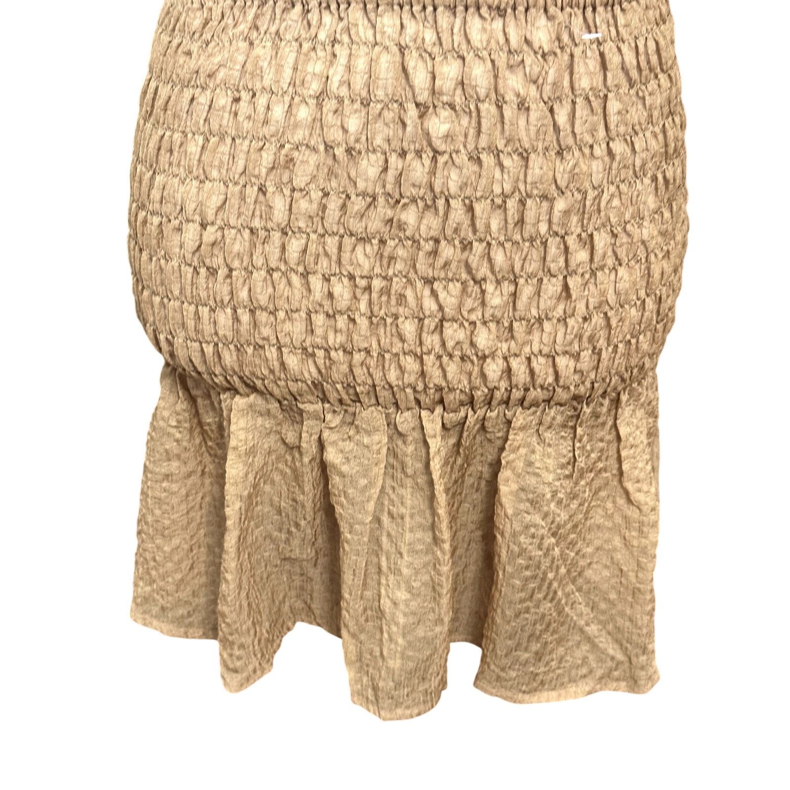 Other Open Edit Mini Skirt Sheer Fabric Smocked Ruffled Brown S Size 28" / US 6 / IT 42 - 5 Thumbnail