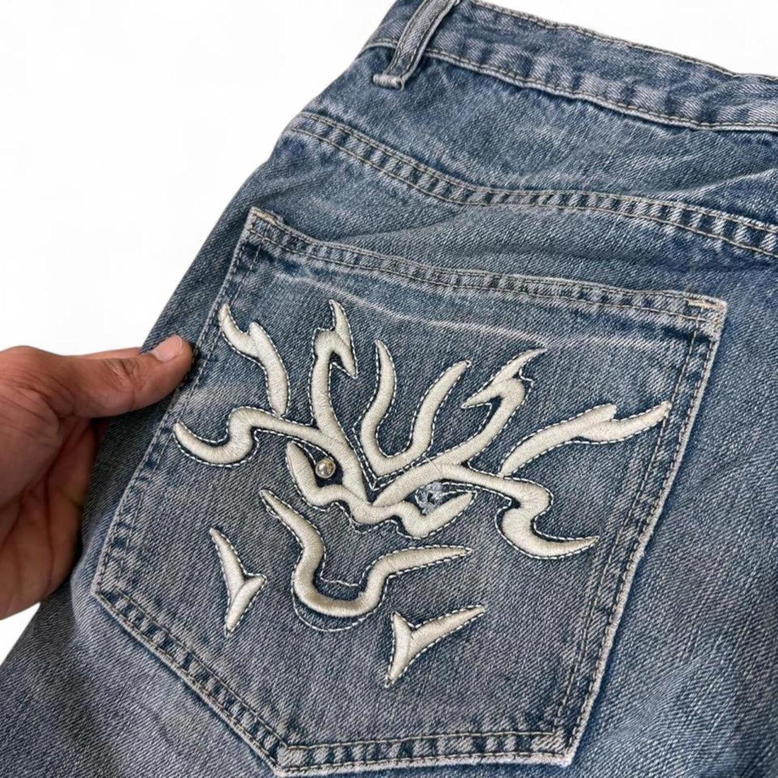 True Religion Y2K BUHMMA BAGGY STYLE COOL EMBROIDERY DESIGN DENIM JEANS Size US 30 / EU 46 - 7 Thumbnail
