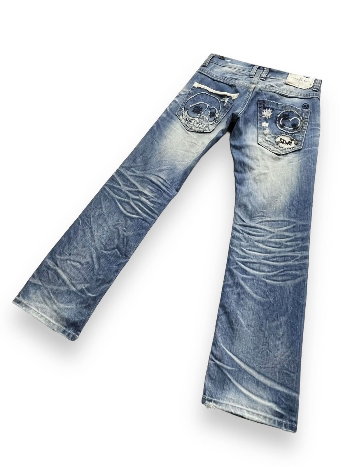 Lolita Jeans FYE🔥LOLITA Skull Embroidery Distressed Exotic Washed Denim Size US 29 - 9 Thumbnail